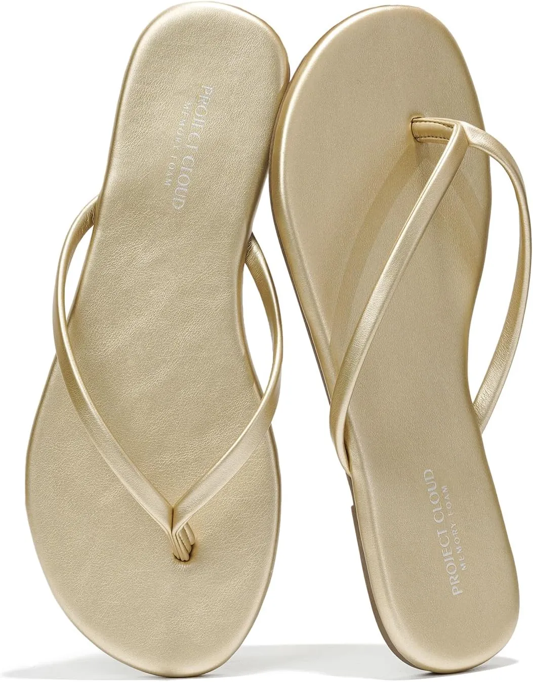 Project Cloud Vegan Leather Flip Flops for Women Footwear - Memory Foam Flats Sandals for Women 2025 - Lightweight Sandals Summer Beach Essentials Slides (Foundations)