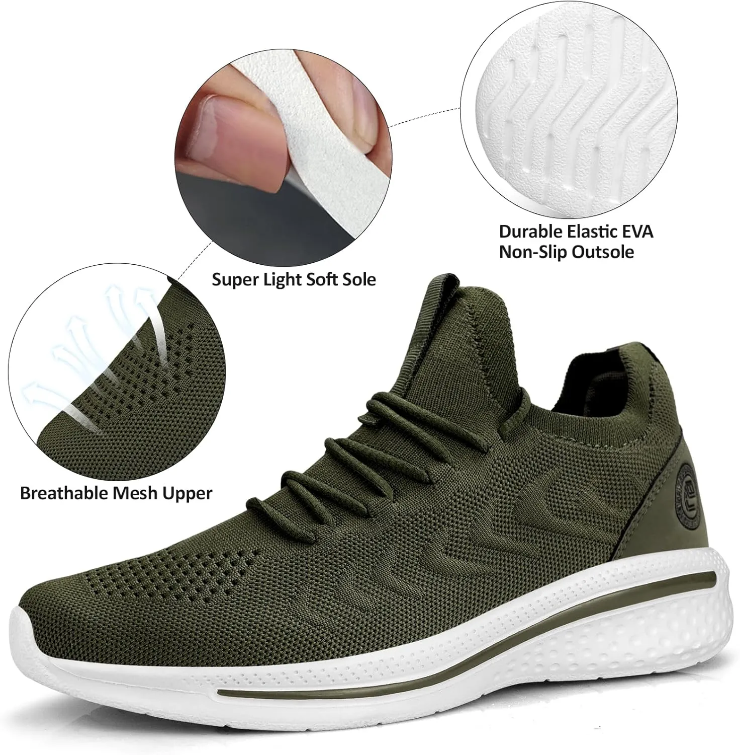 Pujcs Men Sneakers Lightweight Running Shoes for Men Slip on Walking Shoes Mesh Comfortable Atheletic Shoes for Tennis Gym Workout