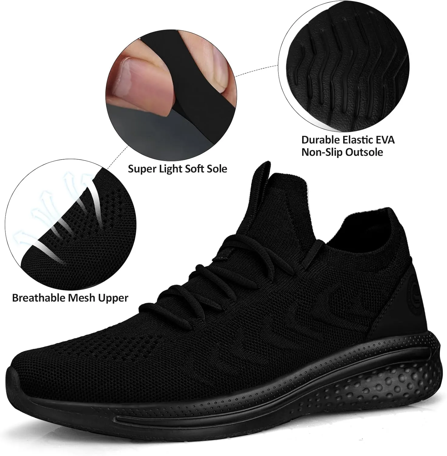 Pujcs Men Sneakers Lightweight Running Shoes for Men Slip on Walking Shoes with Breathable Mesh Comfortable Atheletic Shoes for Tennis Gym Workout