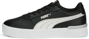 PUMA Unisex Carina 2.0 Low Top Leather Platform Sneaker, Black-Lilac Chiffon-Silver, US Big Kid 6