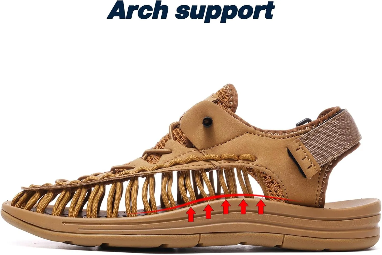 Quickshark Mens sandals Leather Arch Support sandal Classic Handmade Shoes Lightweight Comfortable Cord Beach Shoe