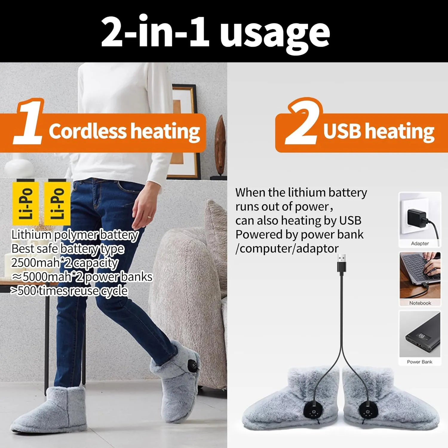 Reachargeable Foot Warmer for Cold Feet, Heated Boots Slippers for Women, The Next Generation Heating Boots