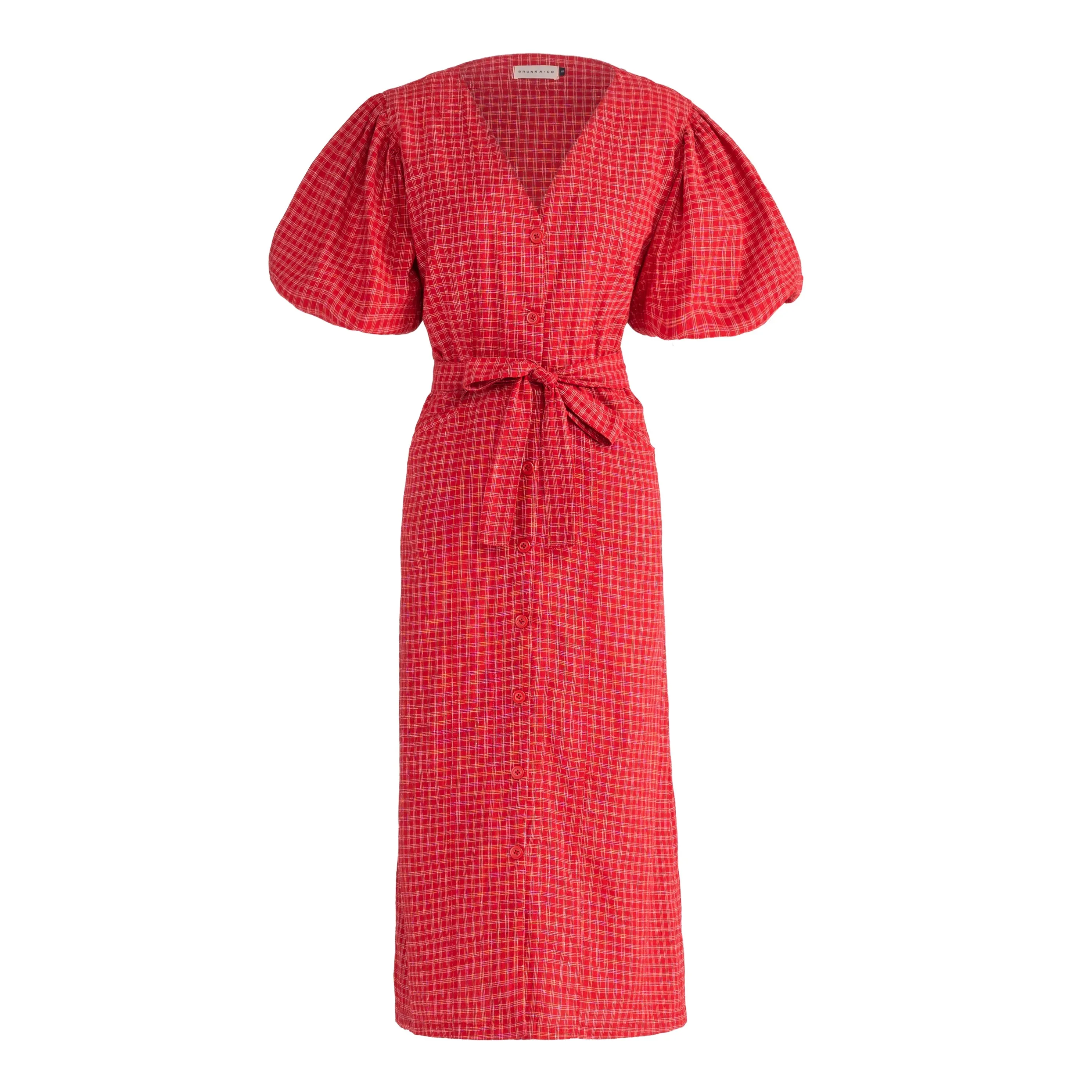 Red Dress Midi Discounted Scarlet Hemp MEGHAN In Gingham Loved by customers