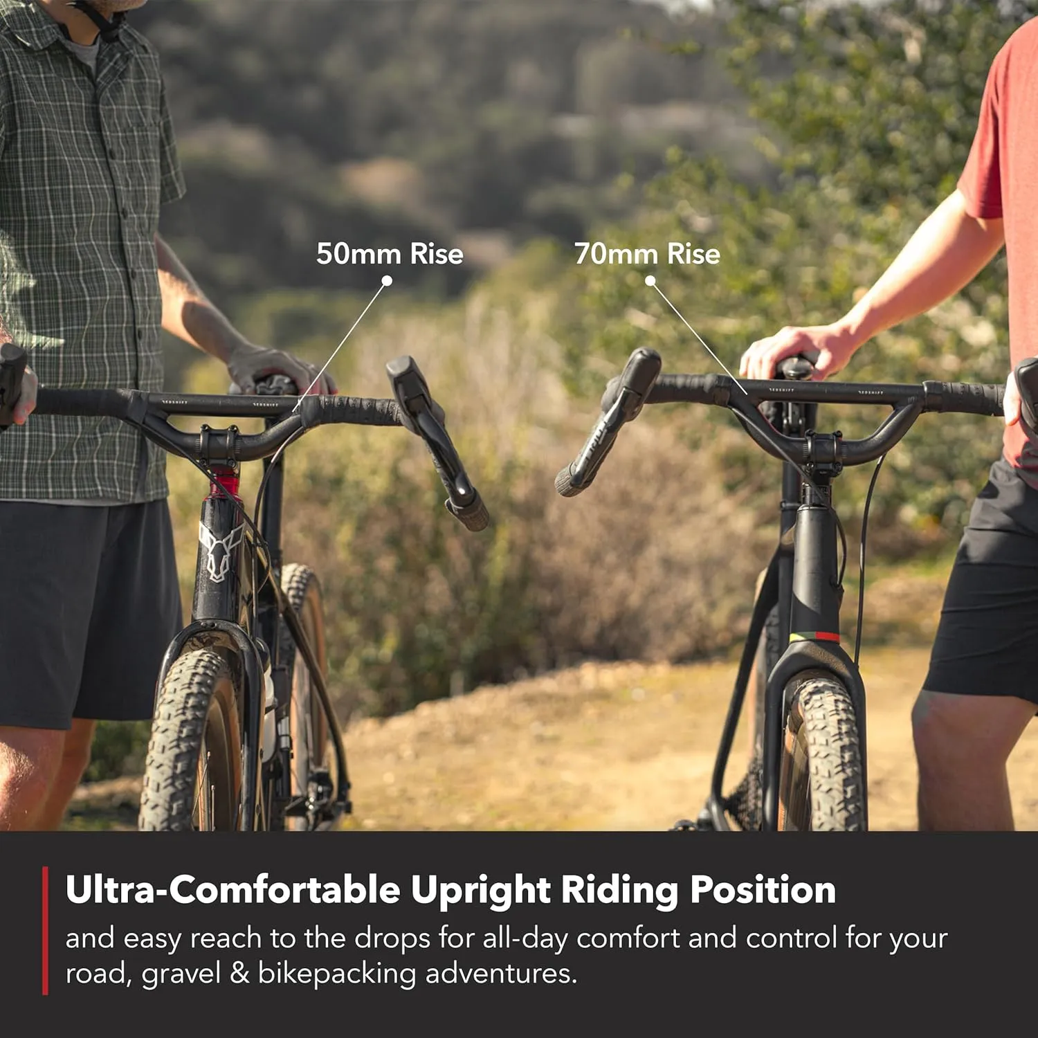 REDSHIFT Top Shelf Handlebar with 50mm of Rise, 50cm width for Road, Gravel, Touring, and Commuter Bikes, Aluminum Drop Bar