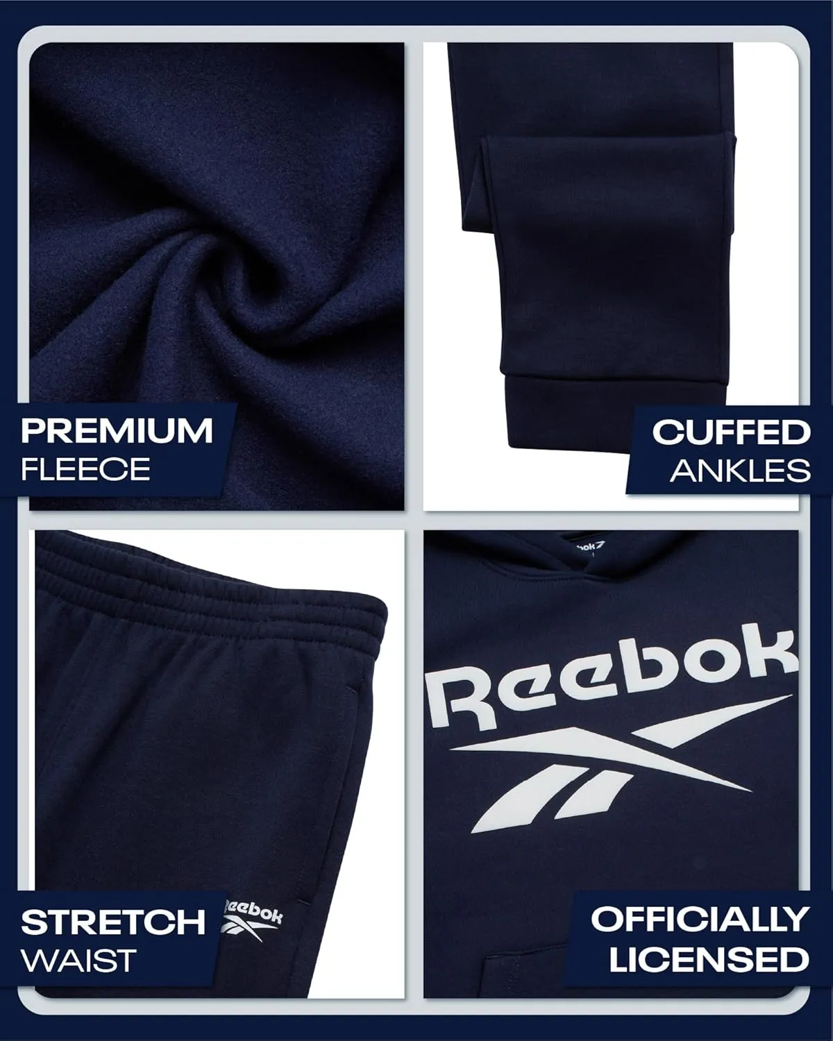 Reebok Boys' Tracksuit - 2 Piece Fleece Pullover Hoodie and Athletic Jogger Sweatpants for Boys (Sizes: 8-14)
