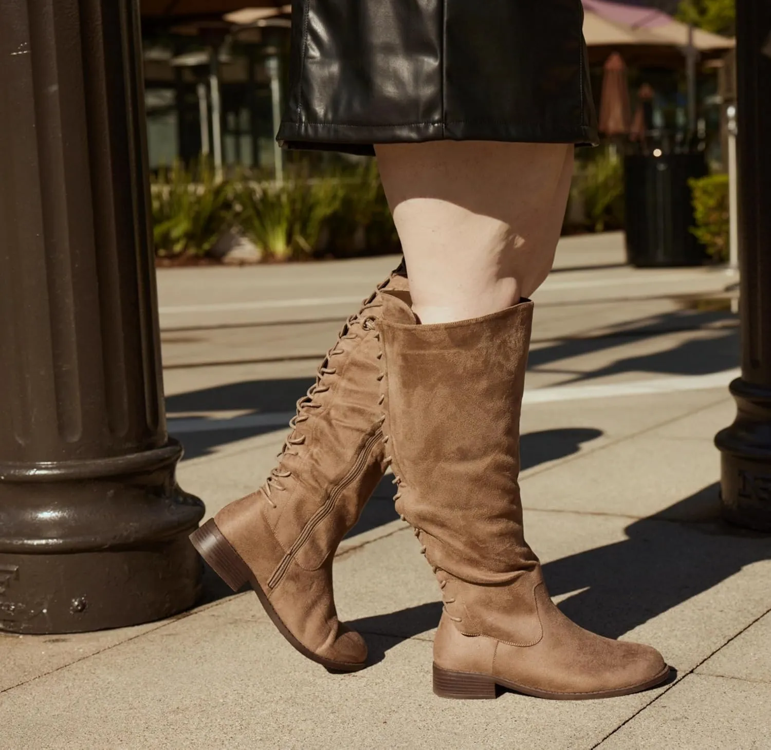 RF ROOM OF FASHION Women's Athletic Wide Calf Knee High Riding Boots