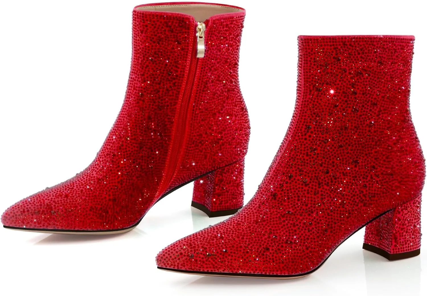 Rhinestone Boots for Women Sparkly Cowgirl Boots Pointed Toe Chunky Heels Rhinestone Cowboy Boots