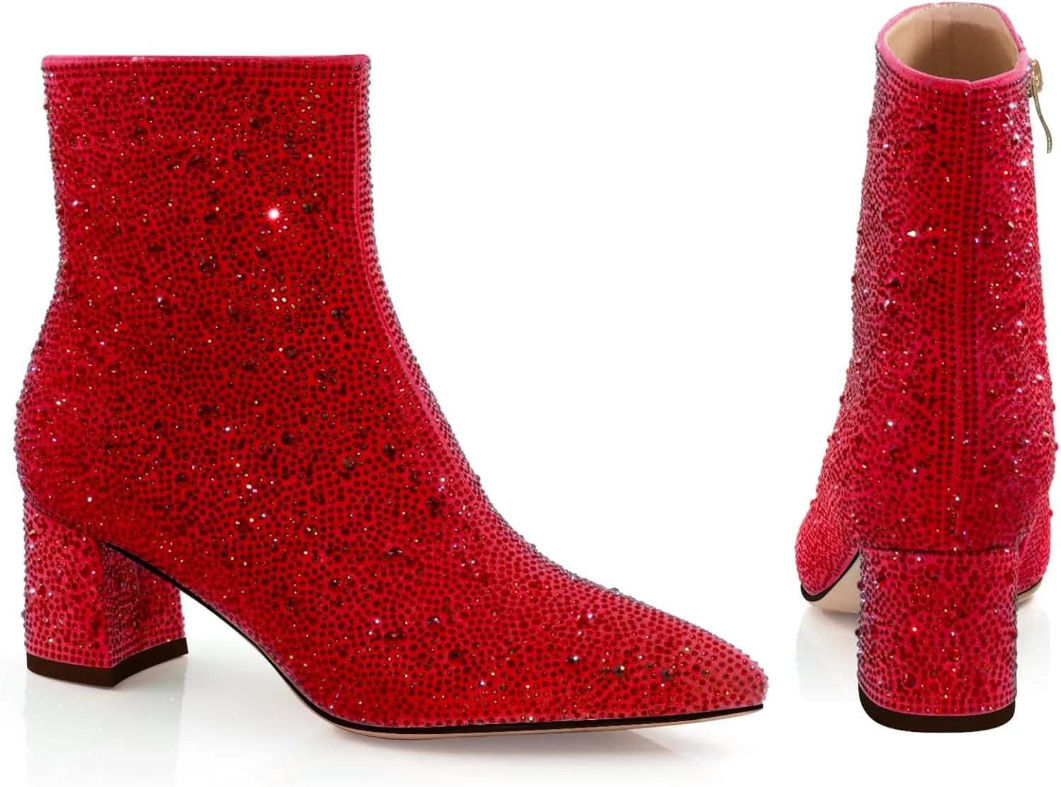 Rhinestone Boots for Women Sparkly Cowgirl Boots Pointed Toe Chunky Heels Rhinestone Cowboy Boots
