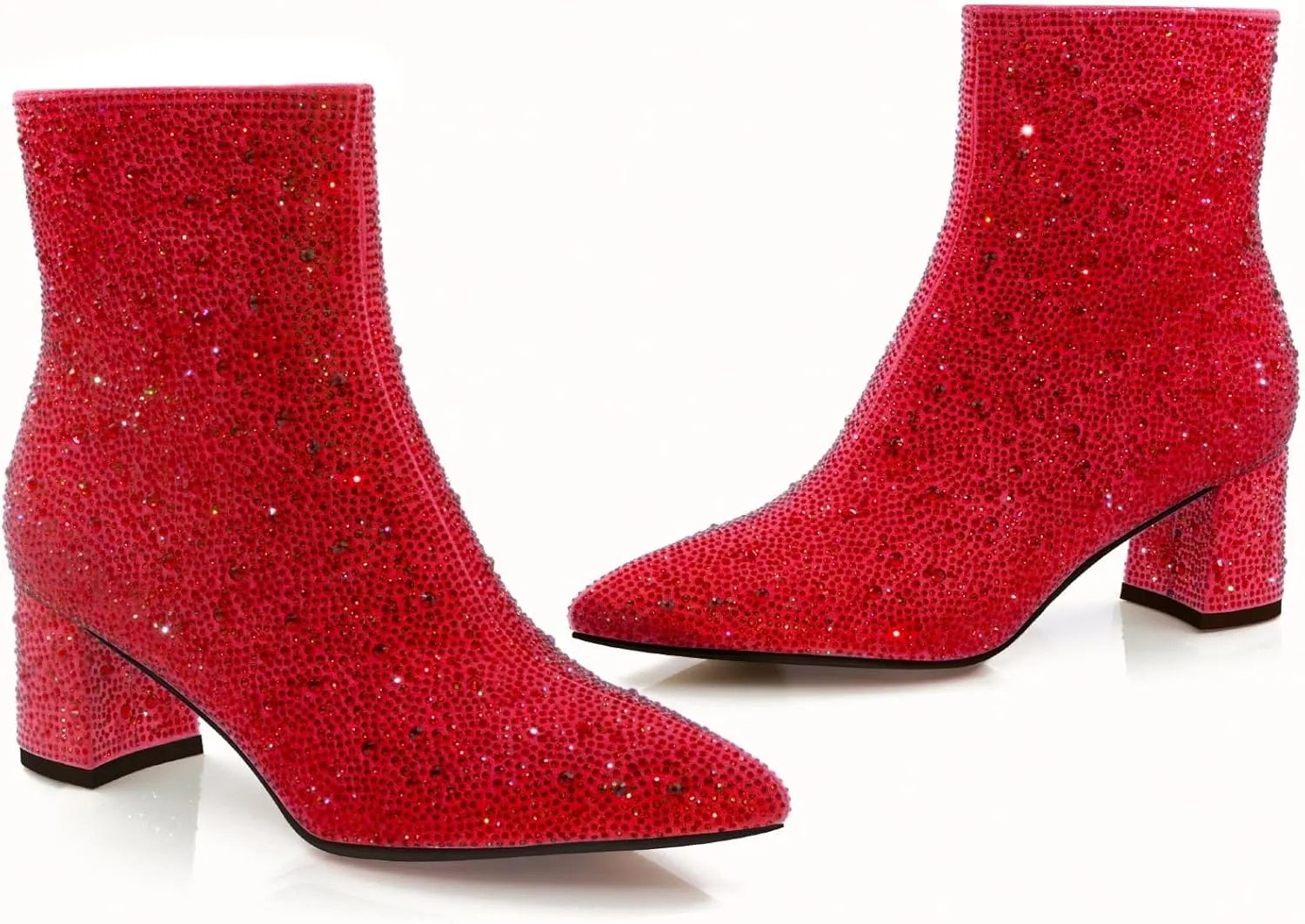 Rhinestone Boots for Women Sparkly Cowgirl Boots Pointed Toe Chunky Heels Rhinestone Cowboy Boots