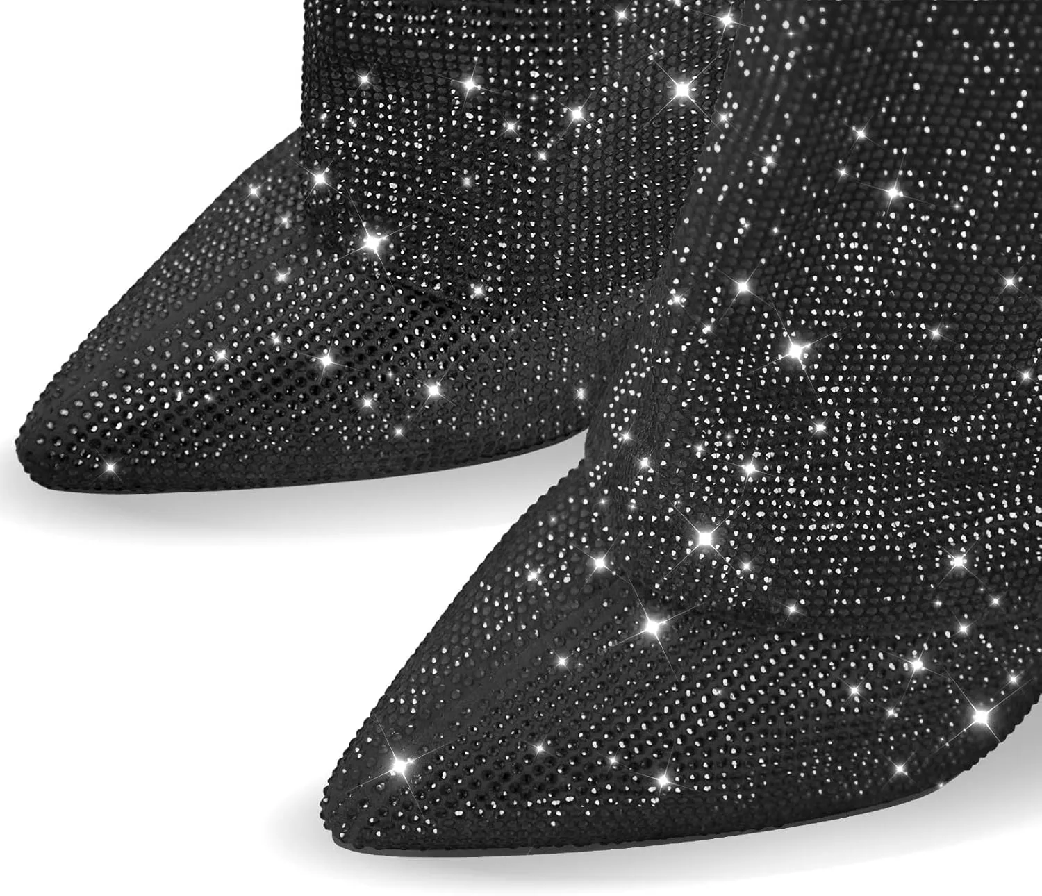 richealnini Fold Over Knee High Heel Boots for Women Pull On Block Heeled Long Booties