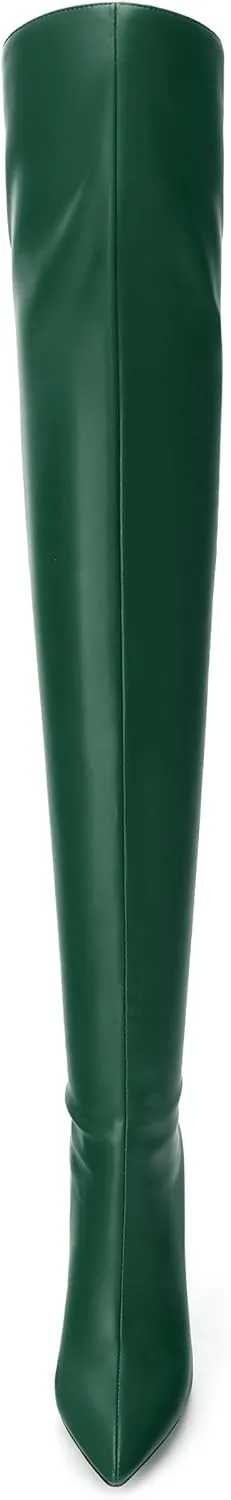 ROSERWISH Women's Thigh High Boots Over The Knee Boots Pointed Toe Stiletto Heels Sexy Fall Long Boots with Zipper Comfy Fashion Dress Shoes