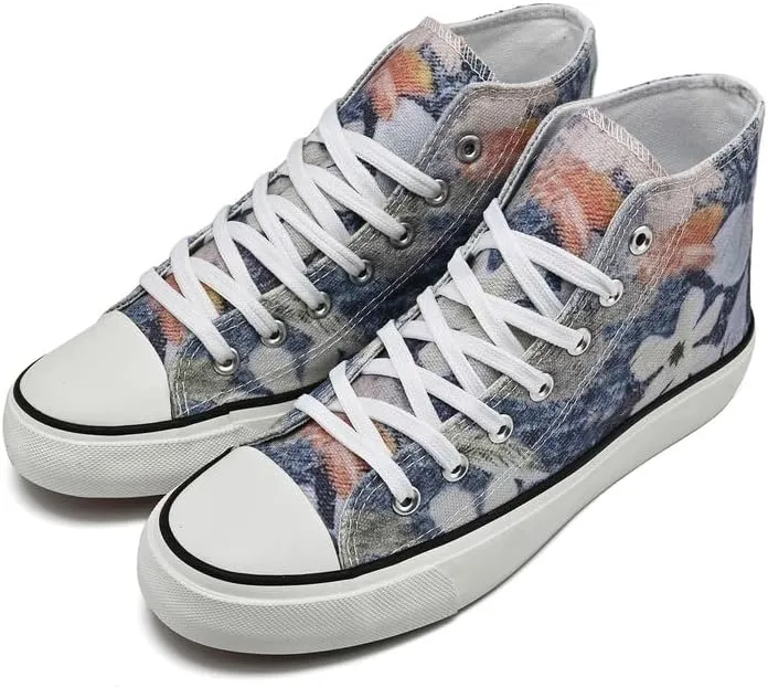 rosyclo Women's High Top Canvas Sneakers Fashion Lace-up Classic Casual Walking Shoes