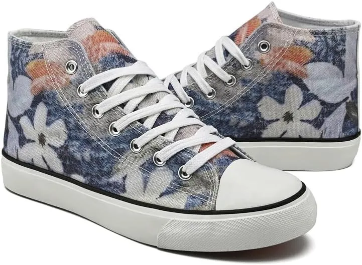 rosyclo Women's High Top Canvas Sneakers Fashion Lace-up Classic Casual Walking Shoes