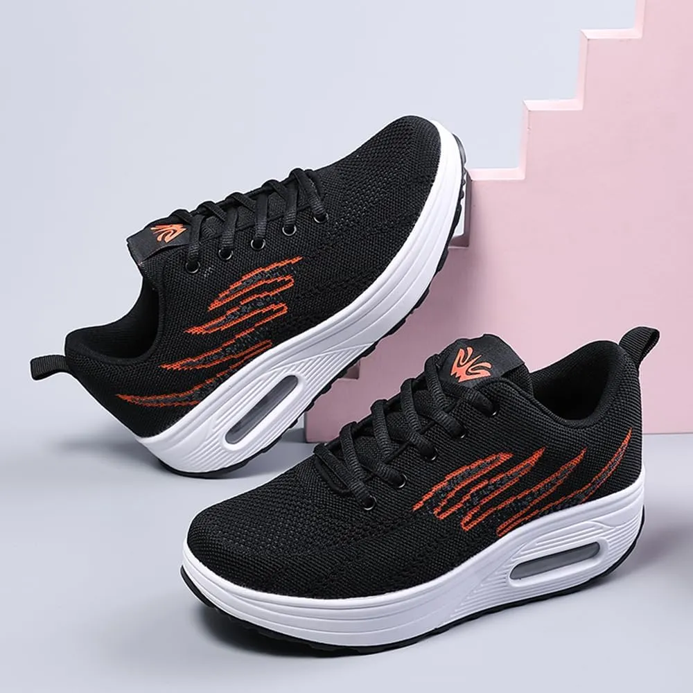 RUIDENG Platform Sneakers for Women Air Cushion | Walking Shoes Women Comfortable All Day | Thick Rocker Bottom