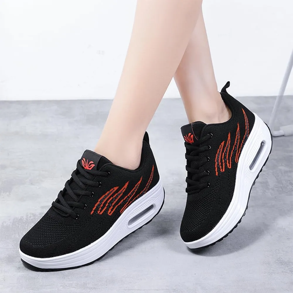 RUIDENG Platform Sneakers for Women Air Cushion | Walking Shoes Women Comfortable All Day | Thick Rocker Bottom