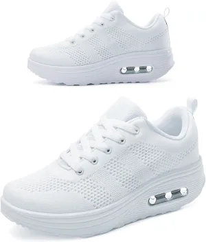 RUIDENG Platform Sneakers for Women Air Cushion | Walking Shoes Women Comfortable All Day | Thick Rocker Bottom