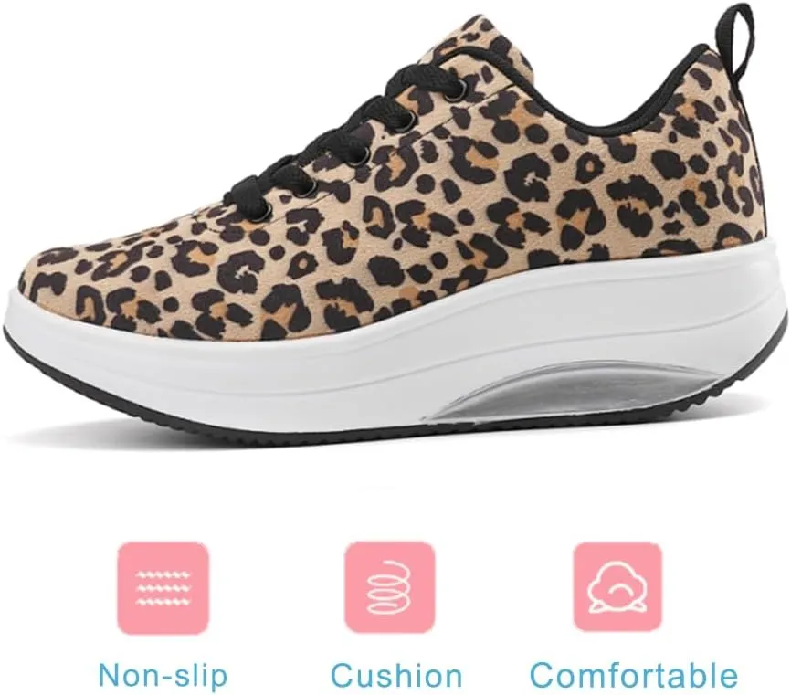 RUIDENG Platform Sneakers for Women Walking All Day | Slip Resistant Work Shoes for Women Comfortable | 2 Inch Thick Wedge Rocker Bottom