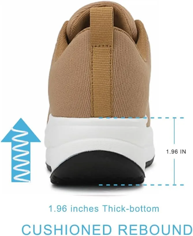 RUIDENG Platform Sneakers for Women Walking All Day | Slip Resistant Work Shoes for Women Comfortable | 2 Inch Thick Wedge Rocker Bottom