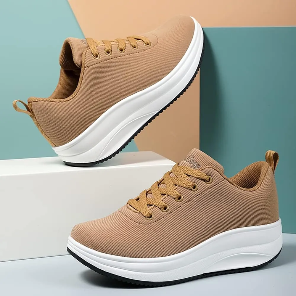 RUIDENG Platform Sneakers for Women Walking All Day | Slip Resistant Work Shoes for Women Comfortable | 2 Inch Thick Wedge Rocker Bottom
