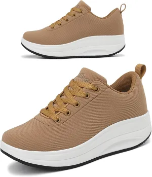 RUIDENG Platform Sneakers for Women Walking All Day | Slip Resistant Work Shoes for Women Comfortable | 2 Inch Thick Wedge Rocker Bottom