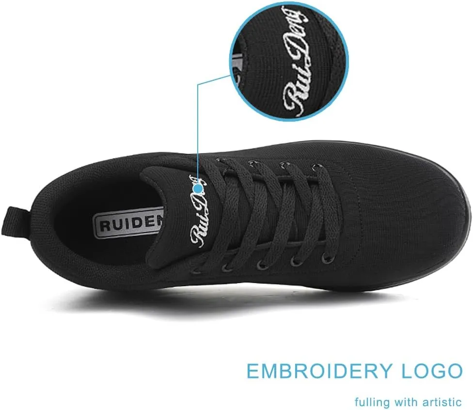 RUIDENG Platform Sneakers for Women Walking All Day | Slip Resistant Work Shoes for Women Comfortable | 2 Inch Thick Wedge Rocker Bottom