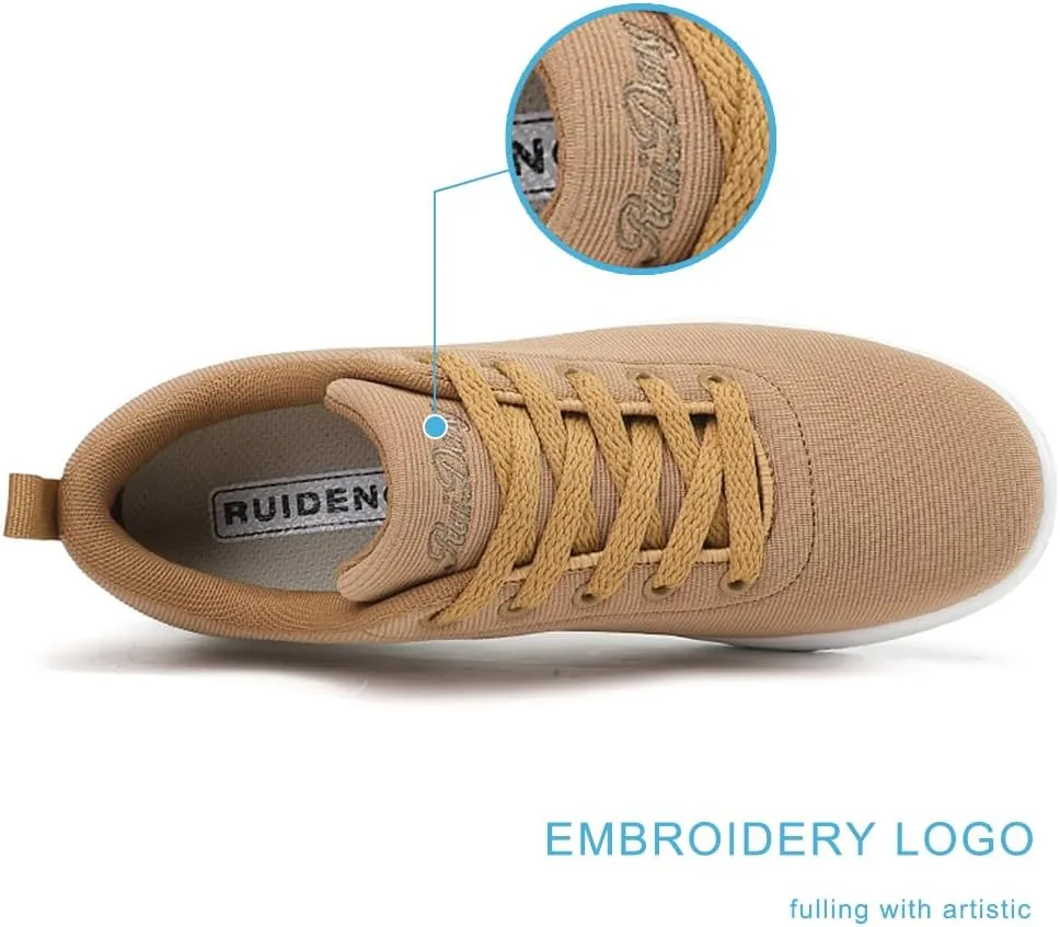 RUIDENG Platform Sneakers for Women Walking All Day | Slip Resistant Work Shoes for Women Comfortable | 2 Inch Thick Wedge Rocker Bottom