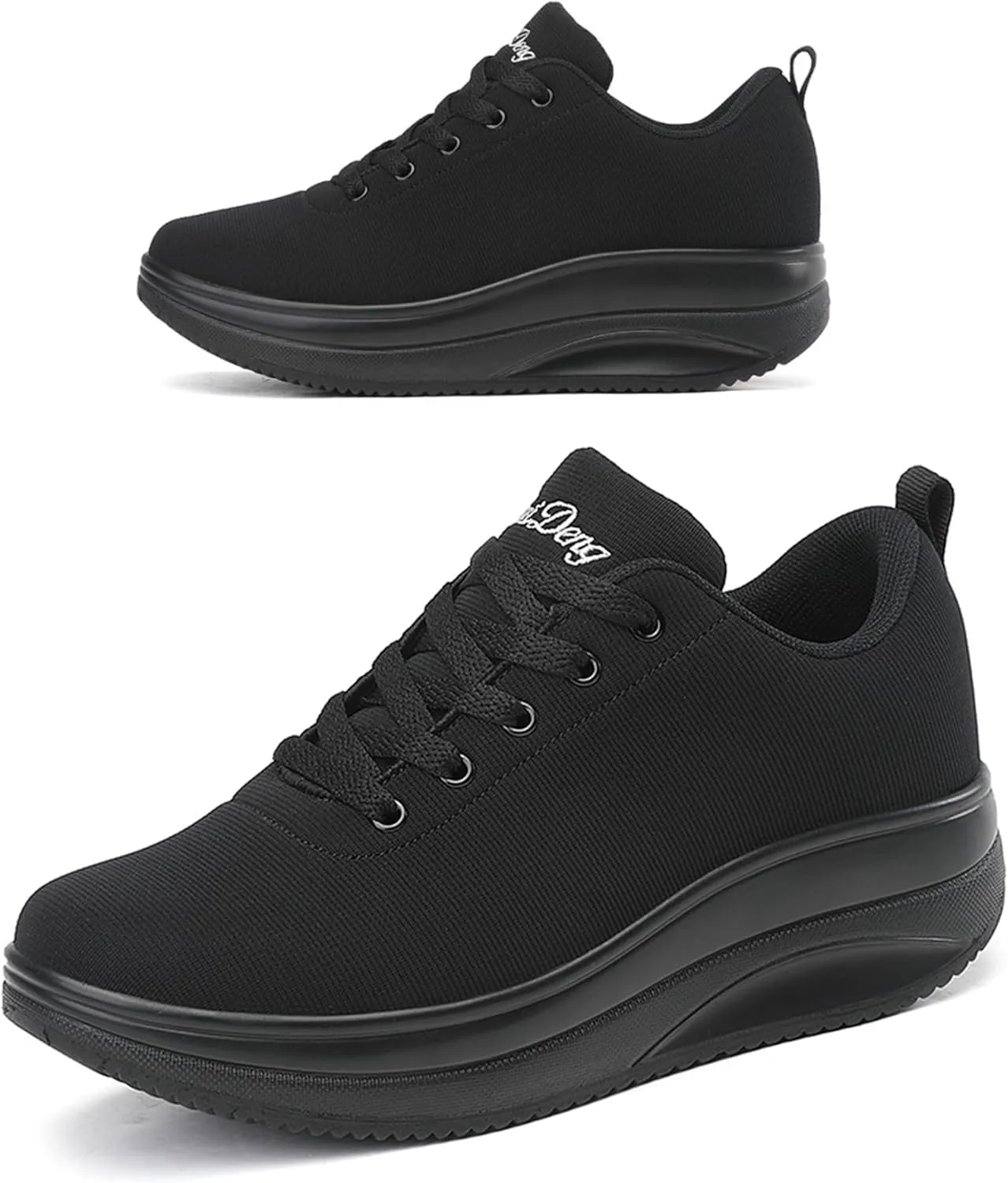 RUIDENG Platform Sneakers for Women Walking All Day | Slip Resistant Work Shoes for Women Comfortable | 2 Inch Thick Wedge Rocker Bottom