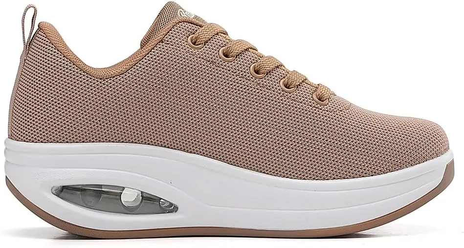 RUIDENG Walking Shoes for Women Air Cushion Nurse Slip Resistant Work Running Sneakers Platform Sneakers Comfortable Rocker Thick-Soled Weight Light