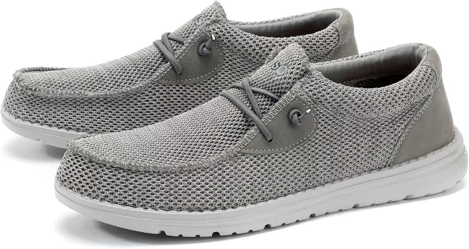 SANNAX Men's Slip on Shoes Casual Loafers Boat Shoes Comfortable Lightweight Lace up Walking Shoes