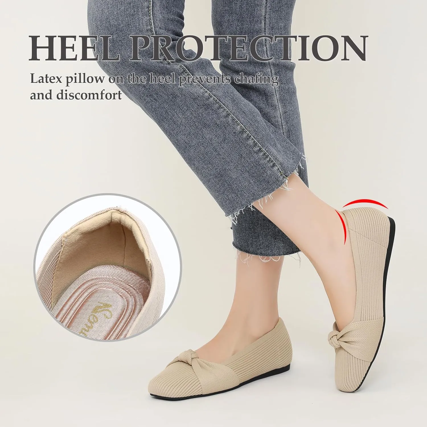 SemwissWomen Ballet Flats Square Toe Comfortable Dressy Slip on mesh Knitted Flat with Bow Office Shoes.