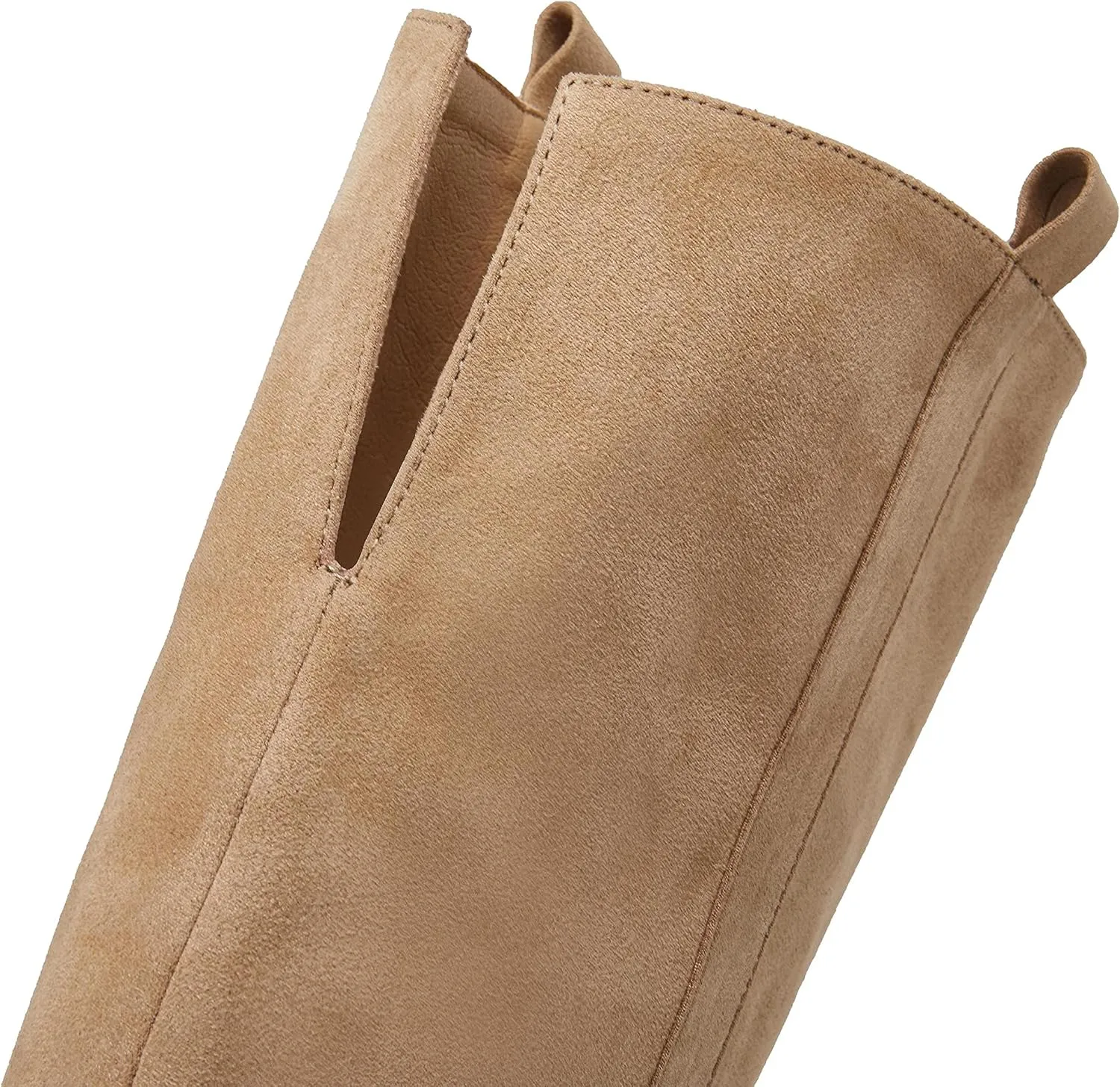 SERAIH Womens Over The Knee Thigh High Boots Faux Suede Pointed Toe Side Zipper Chunky Block Heel Stretch Boots