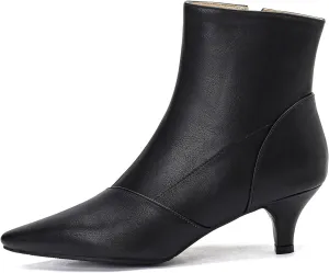 SHEMEE Fashion Womens Kitten Heels Ankle Boots Sexy Pointy Toe Booties Mid Heels Zipper Work Party Dress Shoes