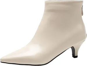 SHEMEE Fashion Womens Kitten Heels Ankle Boots Sexy Pointy Toe Booties Mid Heels Zipper Work Party Dress Shoes