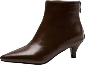 SHEMEE Fashion Womens Kitten Heels Ankle Boots Sexy Pointy Toe Booties Mid Heels Zipper Work Party Dress Shoes