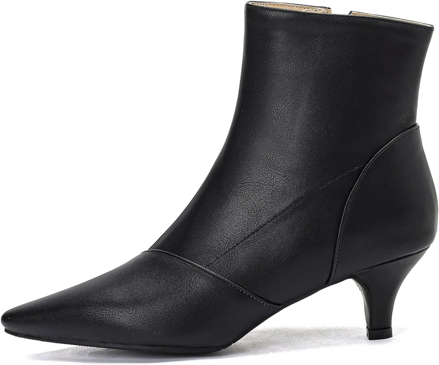 SHEMEE Fashion Womens Kitten Heels Ankle Boots Sexy Pointy Toe Booties Mid Heels Zipper Work Party Dress Shoes