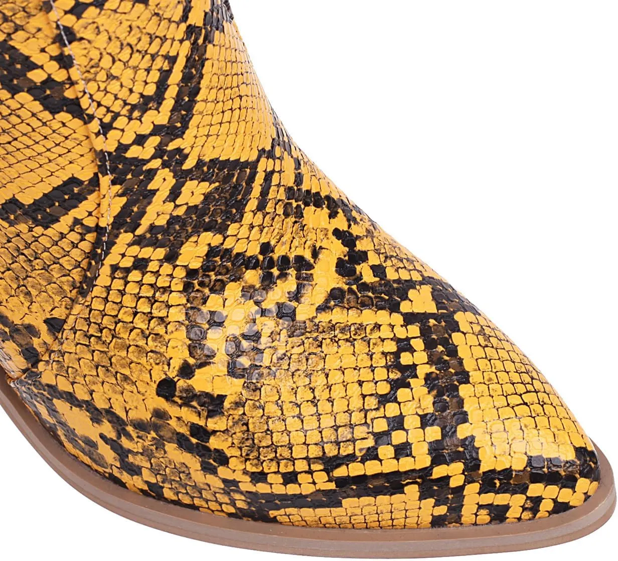 SHEMEE Women's Snake Skin Knee High Boots Chunky Heels Western Cowboy Cowgirl Boots Snakeskin Print Block Heeled Tall Boots
