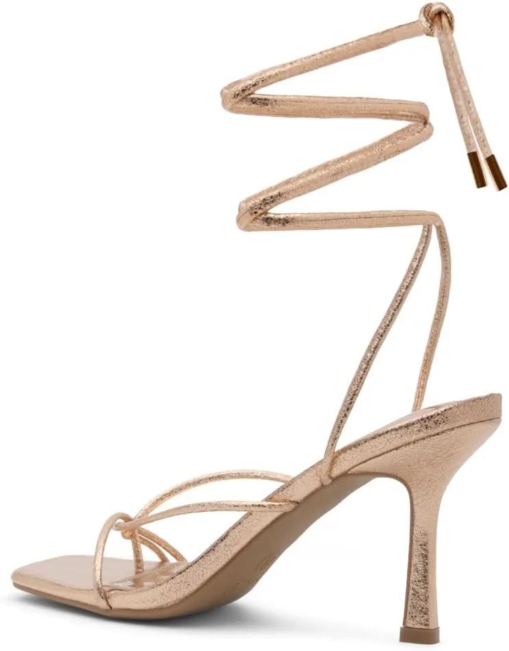 Shoe Land SL-Dafne Womens Strappy Heels Lace up Heeled Sandals Square Open Toe Tie Up Stiletto High Heel Shoes for Prom Party