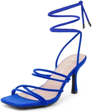 Shoe Land SL-Lumi Women's Lace-Up Heels, Square Open Toe Strappy Heeled Sandals, Ankle Wrap Tie-Up High Heels, Dressy Stiletto Heels for Prom, Wedding, and Party