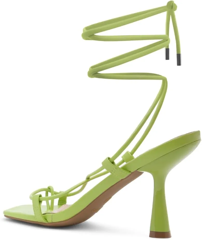 Shoe Land SL-Nadine Women's Lace-Up Heels, Square Open Toe Ankle-Wrapped Tie-Up Heeled Sandals, Dressy Stiletto Strappy Sandals for Prom, Party, and Wedding