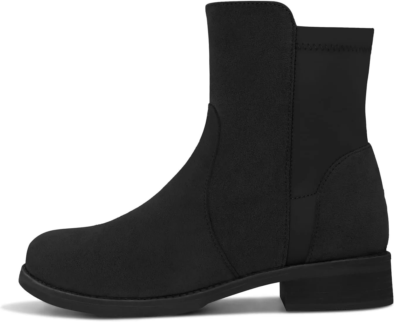 Shoe'N Tale Ankle Boots for Women Low Chunky Round Toe Short Boots Block Heel Booties Side Zipper