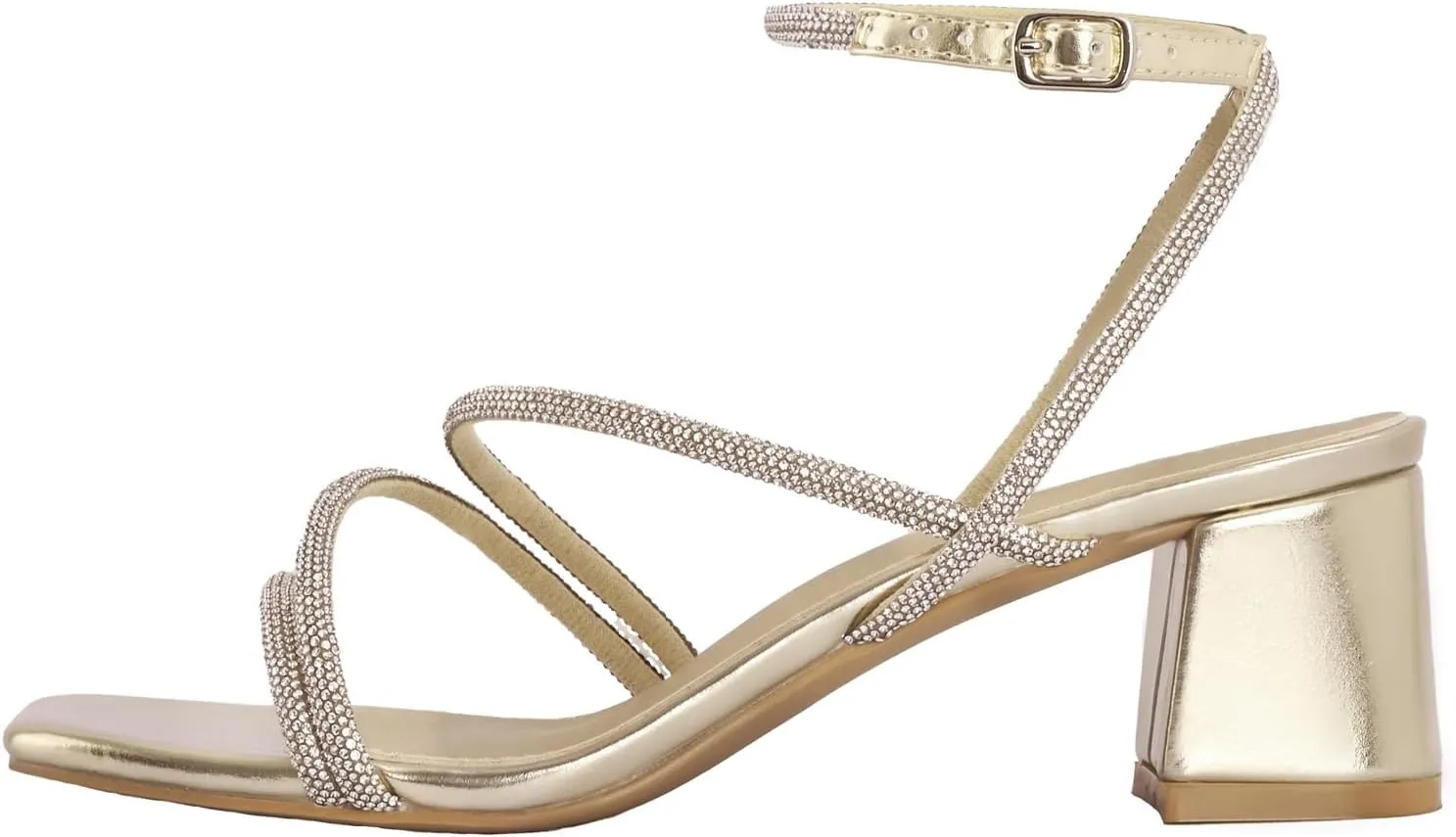 Shoe'N Tale Strappy Heels for Women Low Chunky Block Heel Dress Shoes Square Open Toe Ankle Strap Heeled Sandals