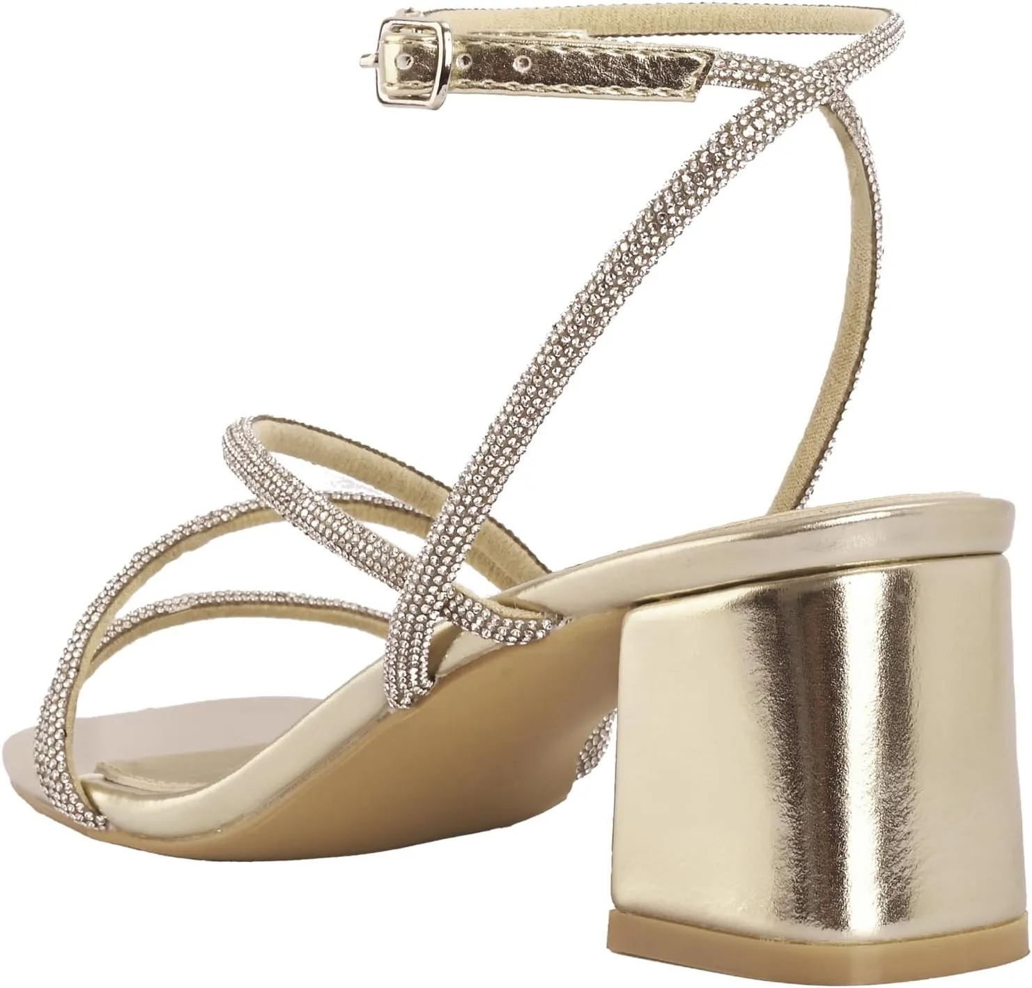 Shoe'N Tale Strappy Heels for Women Low Chunky Block Heel Dress Shoes Square Open Toe Ankle Strap Heeled Sandals