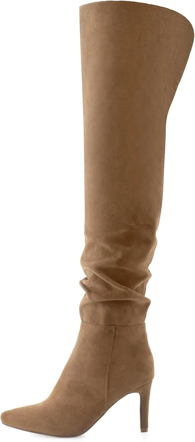 Shoe'N Tale Thigh High Boots for Women Over The Knee Stiletto Heel Pointed Toe Long Sexy Boots