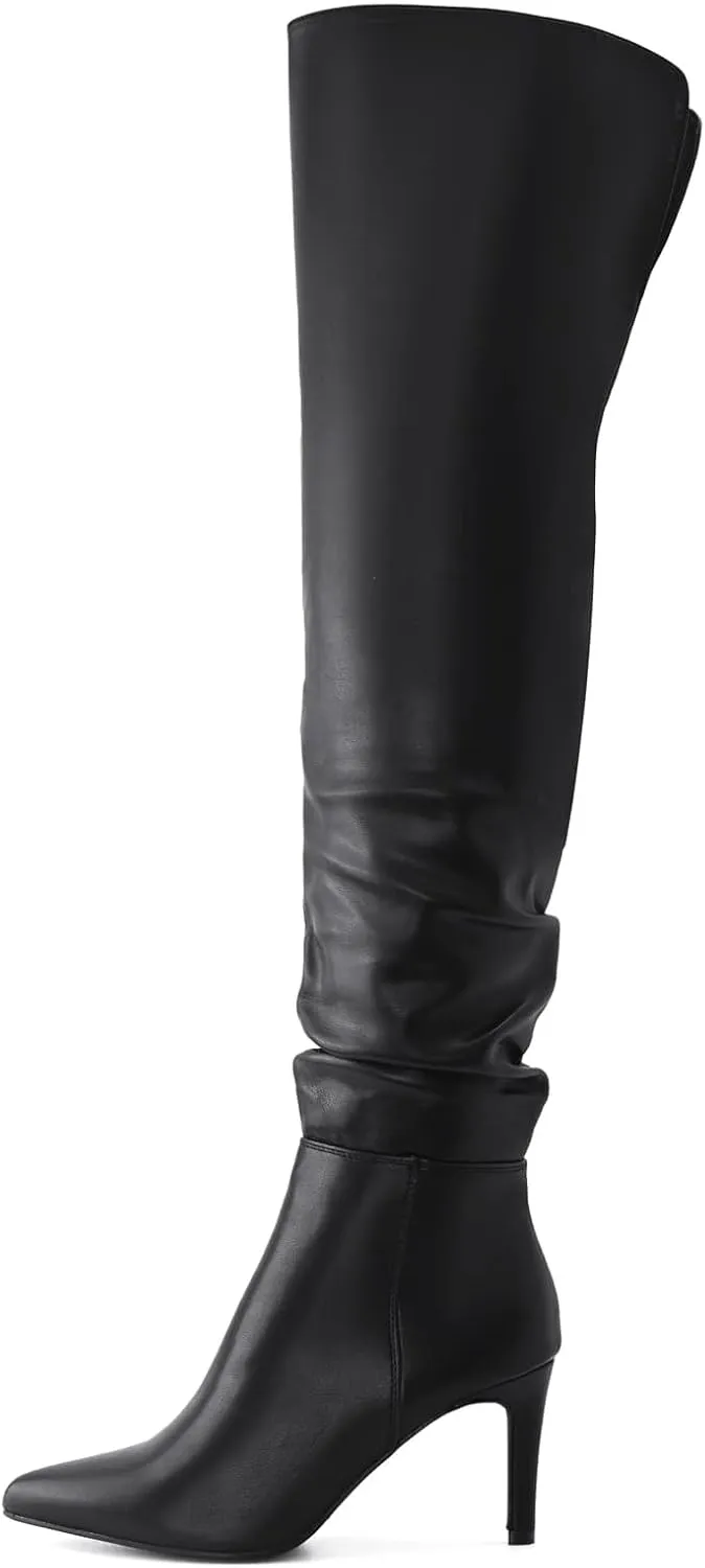 Shoe'N Tale Thigh High Boots for Women Over The Knee Stiletto Heel Pointed Toe Long Sexy Boots