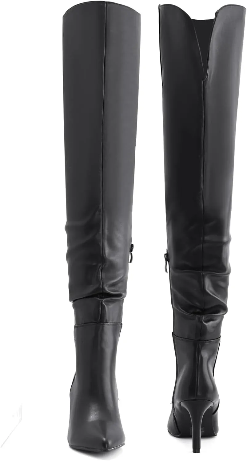 Shoe'N Tale Thigh High Boots for Women Over The Knee Stiletto Heel Pointed Toe Long Sexy Boots