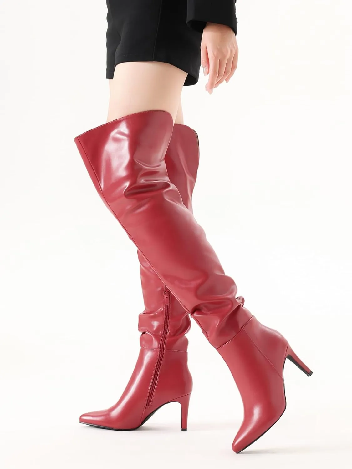 Shoe'N Tale Thigh High Boots for Women Over The Knee Stiletto Heel Pointed Toe Long Sexy Boots
