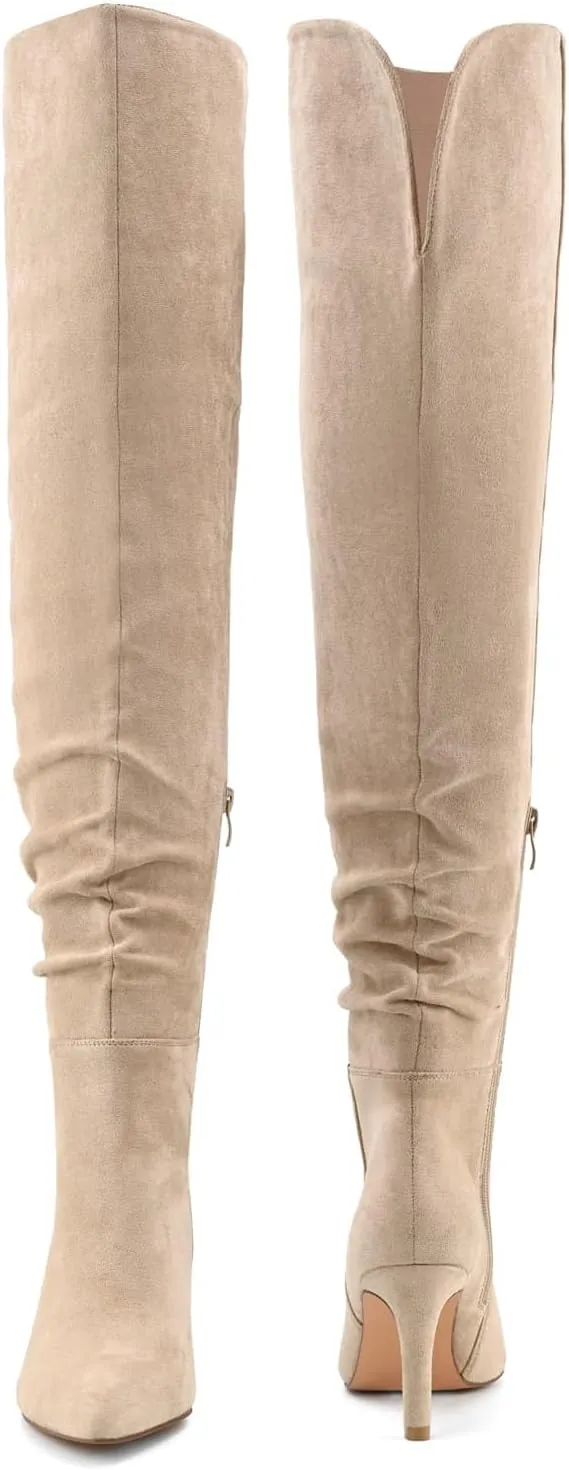 Shoe'N Tale Thigh High Boots for Women Over The Knee Stiletto Heel Pointed Toe Long Sexy Boots