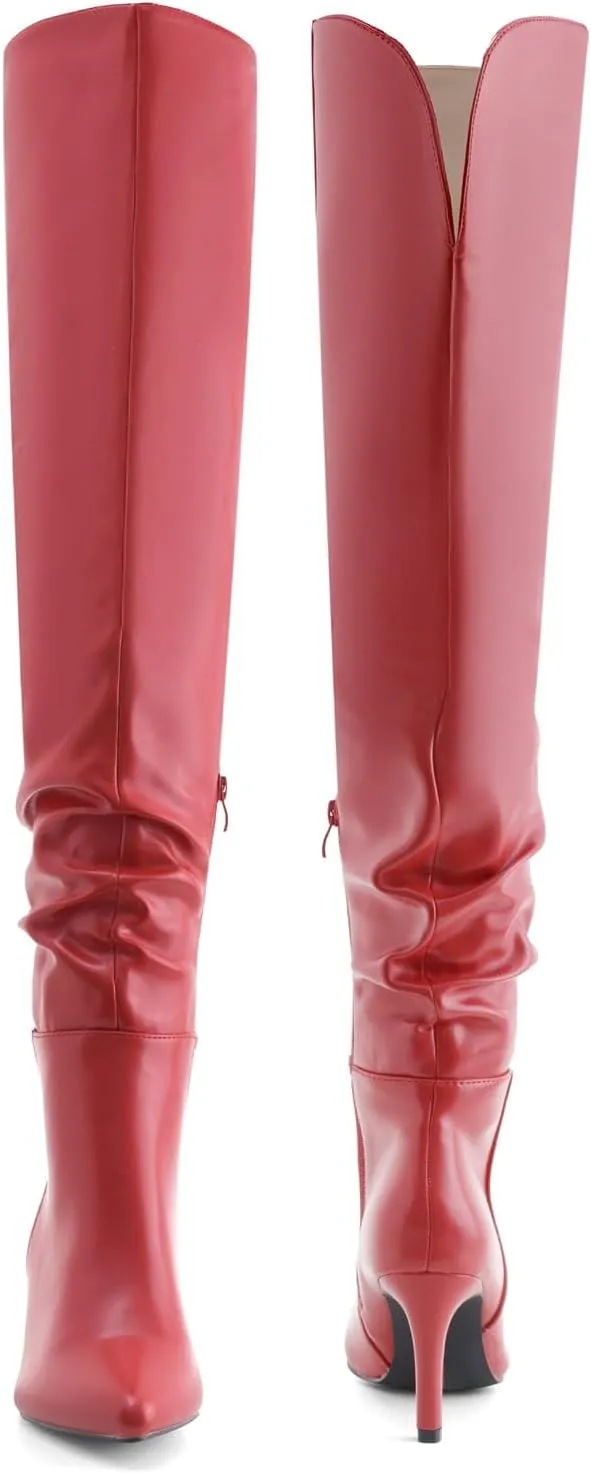 Shoe'N Tale Thigh High Boots for Women Over The Knee Stiletto Heel Pointed Toe Long Sexy Boots