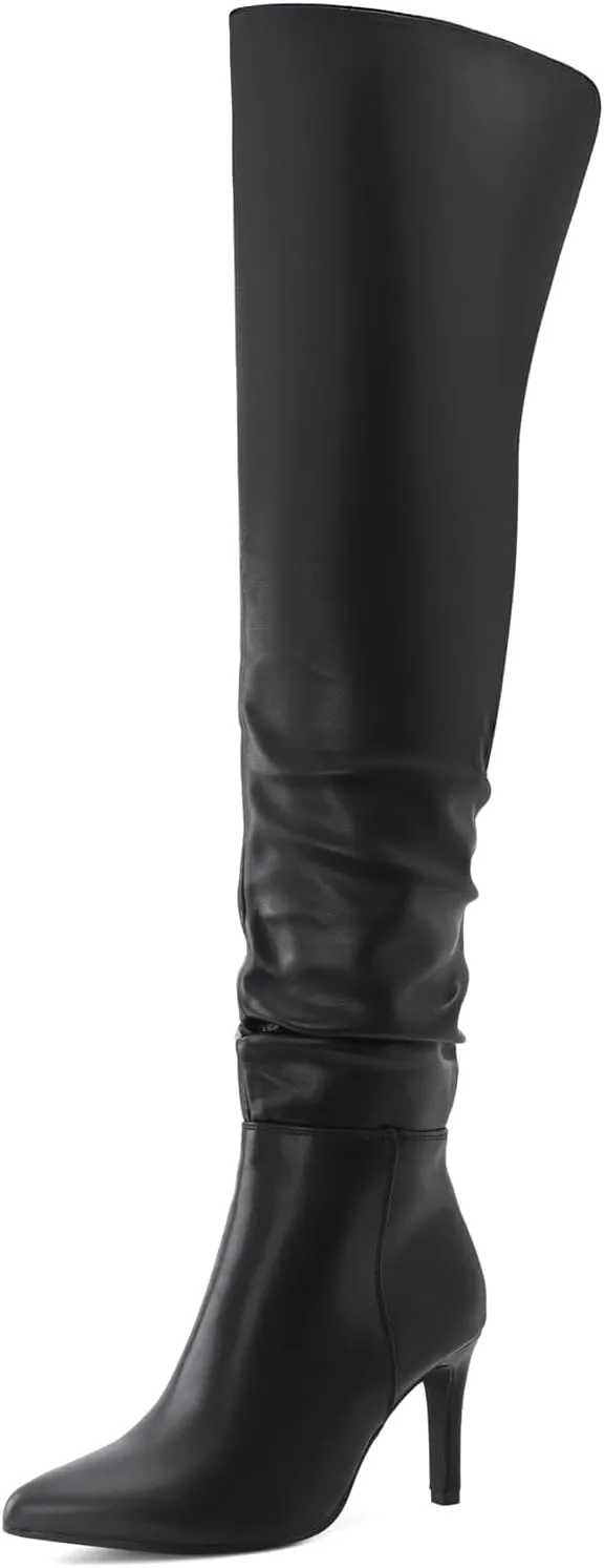 Shoe'N Tale Thigh High Boots for Women Over The Knee Stiletto Heel Pointed Toe Long Sexy Boots