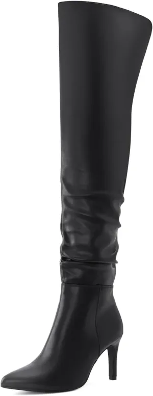 Shoe'N Tale Thigh High Boots for Women Over The Knee Stiletto Heel Pointed Toe Long Sexy Boots